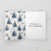 Blue White Christmas Trees Snowflakes Kaart (Binnen)