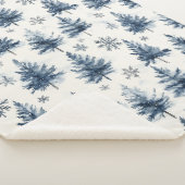 Blue White Christmas Trees Snowflakes Sherpa Deken (3/4)