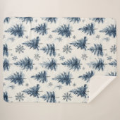 Blue White Christmas Trees Snowflakes Sherpa Deken (Voorkant (horizontaal))