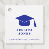 Blue & White Classic Graduation Cap Klasse van 202 Bedankjes Labels (Voorkant)