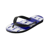 Blue White Coastal Seahorses Stripes Kinder Teenslippers (Schuin)
