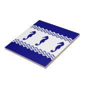 Blue White Coastal Seahorses Stripes Tegeltje (Zijkant)