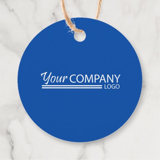 Blue White Company Logo met kerstcadeaus Label (Achterkant)