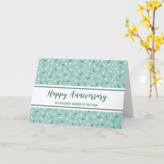 Blue White Confetti Employee Jubileum Card Kaart (Gele Bloem)