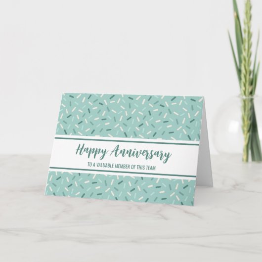 Blue White Confetti Employee Jubileum Card Kaart (Voorkant)