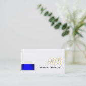 Blue White Consultant Monogram Visitekaartje (Staand voorkant)