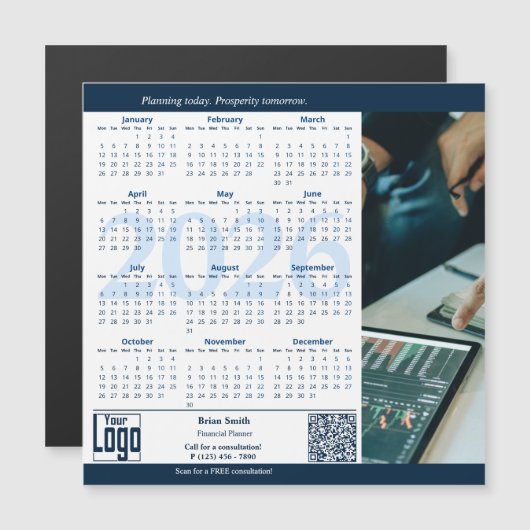 Blue White Consultant Service 2026 Calendar Magnet (Voorkant / Achterkant)