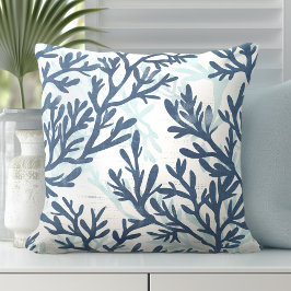 Blue & White Coral Sierkussen