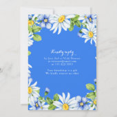 Blue White Country Daisy 80th Birthday Invite Kaart (Achterkant)