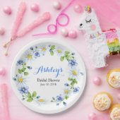 Blue White Country Daisy Wreate Vrijgezellenfeest Papieren Bordje (Feest)