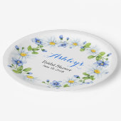 Blue White Country Daisy Wreate Vrijgezellenfeest Papieren Bordje (Gekanteld)
