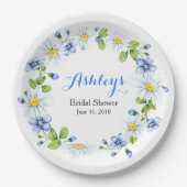 Blue White Country Daisy Wreate Vrijgezellenfeest Papieren Bordje (Voorkant)