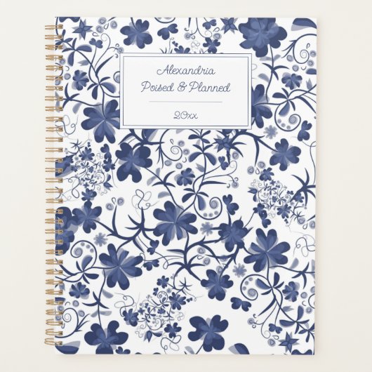 Blue & White Country Floral Planner (Voorkant)