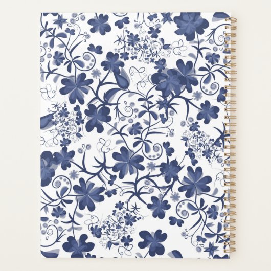 Blue & White Country Floral Planner (Achterkant)