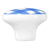 Blue & White Country Gingham Checkered Checker Keramische Knop (Zijkant)