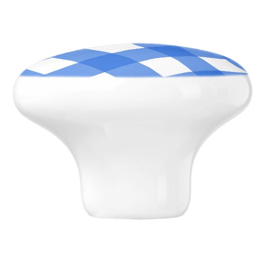 Blue & White Country Gingham Checkered Checker Keramische Knop (Zijkant)