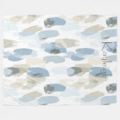 Blue White Cream Abstract Fleece Deken (Voorkant (Horizontaal))