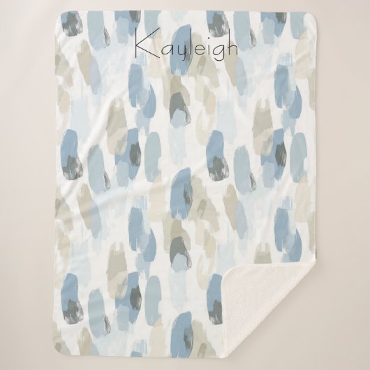 Blue White Cream Abstract Sherpa Deken (Voorkant)