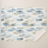 Blue White Cream Abstract Sherpa Deken (Voorkant (horizontaal))