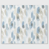 Blue White Cream Abstract Verjaardag Cadeaupapier (Vlak)