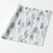 Blue White Cream Abstract Verjaardag Cadeaupapier (Uitgerold)