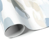Blue White Cream Abstract Verjaardag Cadeaupapier (Rol Hoek)