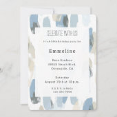 Blue White Cream Abstract Verjaardag Kaart (Voorkant)