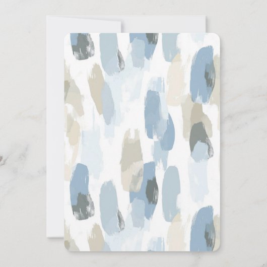 Blue White Cream Abstract Vrijgezellenfeest Kaart (Achterkant)