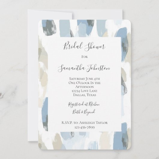 Blue White Cream Abstract Vrijgezellenfeest Kaart (Voorkant)