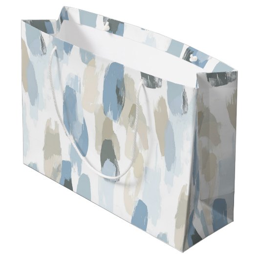 Blue White Cream Abstracte bruiloft Groot Cadeauzakje (Achterkant Gekanteld)