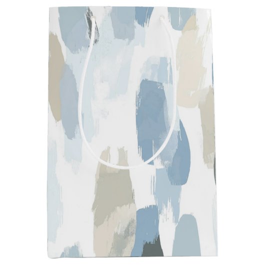 Blue White Cream Abstracte bruiloft Medium Cadeauzakje (Voorkant)