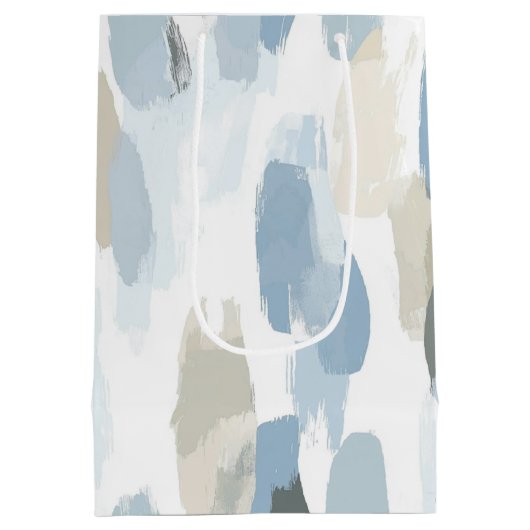 Blue White Cream Abstracte bruiloft Medium Cadeauzakje (Achterkant)