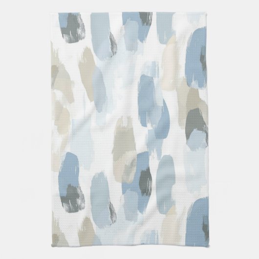 Blue White Cream Abstracte bruiloft Theedoek (Verticaal)