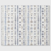 Blue White Cream Stripes Christmas Cadeaupapier (Vlak)