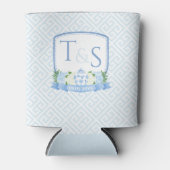 Blue White Crest Co-ed Wedding Shower Favor Blikjeskoeler (Voorkant)