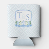 Blue White Crest Co-ed Wedding Shower Favor Blikjeskoeler (Achterkant)