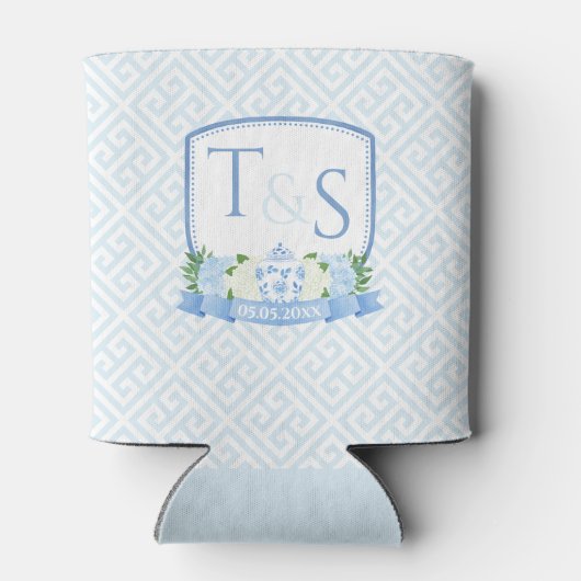 Blue White Crest Co-ed Wedding Shower Favor Blikjeskoeler (Achterkant)