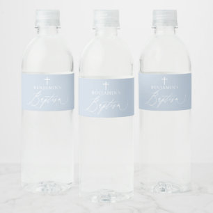 Blue White Cross Boy Baptism Water Flaconetiket Waterfles Etiket