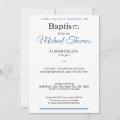Blue White Cross Custom Name Baptism Kaart (Voorkant)
