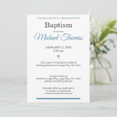 Blue White Cross Custom Name Baptism Kaart (Staand voorkant)