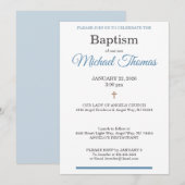 Blue White Cross Custom Name Baptism Kaart (Voorkant / Achterkant)