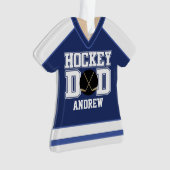 Blue/White Custom Hockey Dad Jersey Ornament (voorkant)
