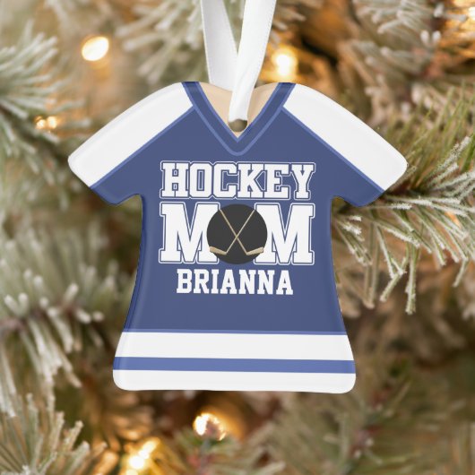 Blue/White Custom Hockey Mam Jersey Ornament (Boom)