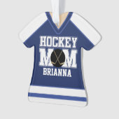 Blue/White Custom Hockey Mam Jersey Ornament (voorkant)