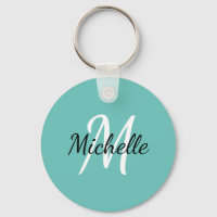 Blue & White Custom Monogram Cute Sleutelhanger