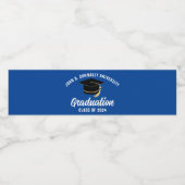 Blue White Custom School 2025 Afstudeerfeest Waterfles Etiket (Enkel label)