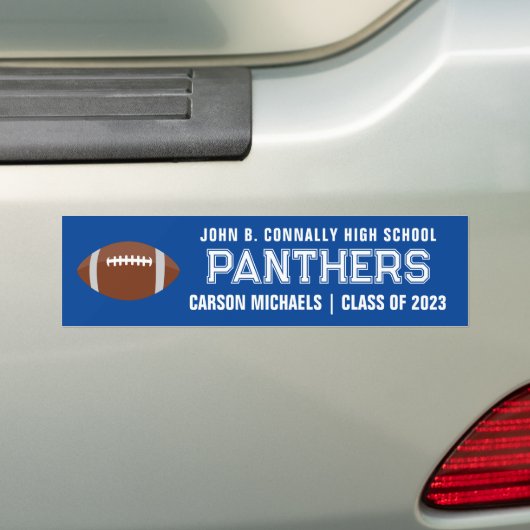 Blue White Custom School Football Team Player Bumpersticker (Op auto)