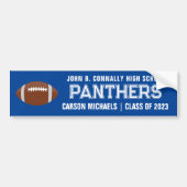Blue White Custom School Football Team Player Bumpersticker (Voorkant)