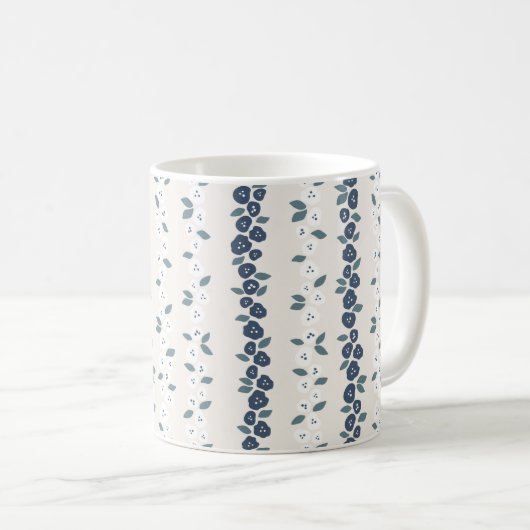 Blue White Cute Farmhouse Rustic Pattern Koffiemok (Voorkant rechts)