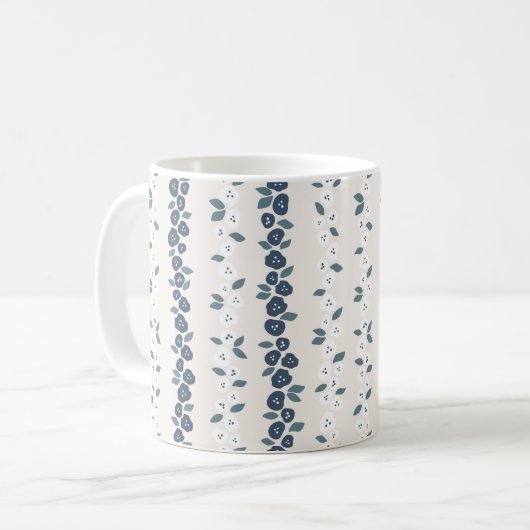 Blue White Cute Farmhouse Rustic Pattern Koffiemok (Voorkant links)